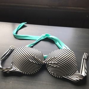 Black Striped Bikini Top